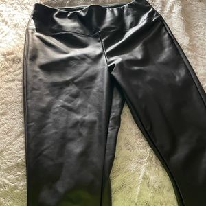 Black faux leather leggings